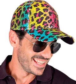 Leopard Paillet Kasket Regnbue