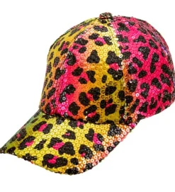 Leopard Paillet Kasket Regnbue
