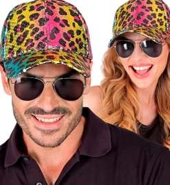 Leopard Paillet Kasket Regnbue