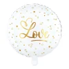 Love Rund Folieballon Guld/Hvid