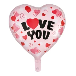 Love You Hjerte Folieballon Lyserød