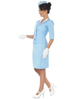 Lyseblå Stewardesse Kostume