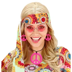 Lyserødt Hippie Fredstegn Smykkesæt