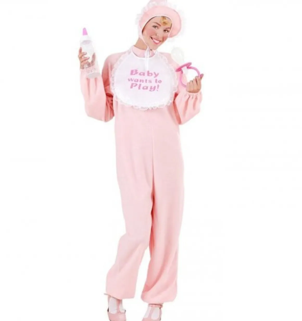 Lyserød Voksenbaby Kostume