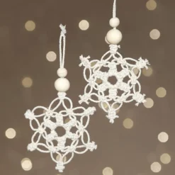 Macramé Juletræspynt: Iskrystal, DIY