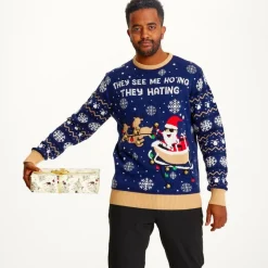 Marineblå LED Julesweater