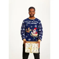 Marineblå LED Julesweater
