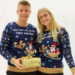 Marineblå LED Julesweater