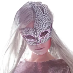 Maskerade Øjenmaske Sølv/Lyserød