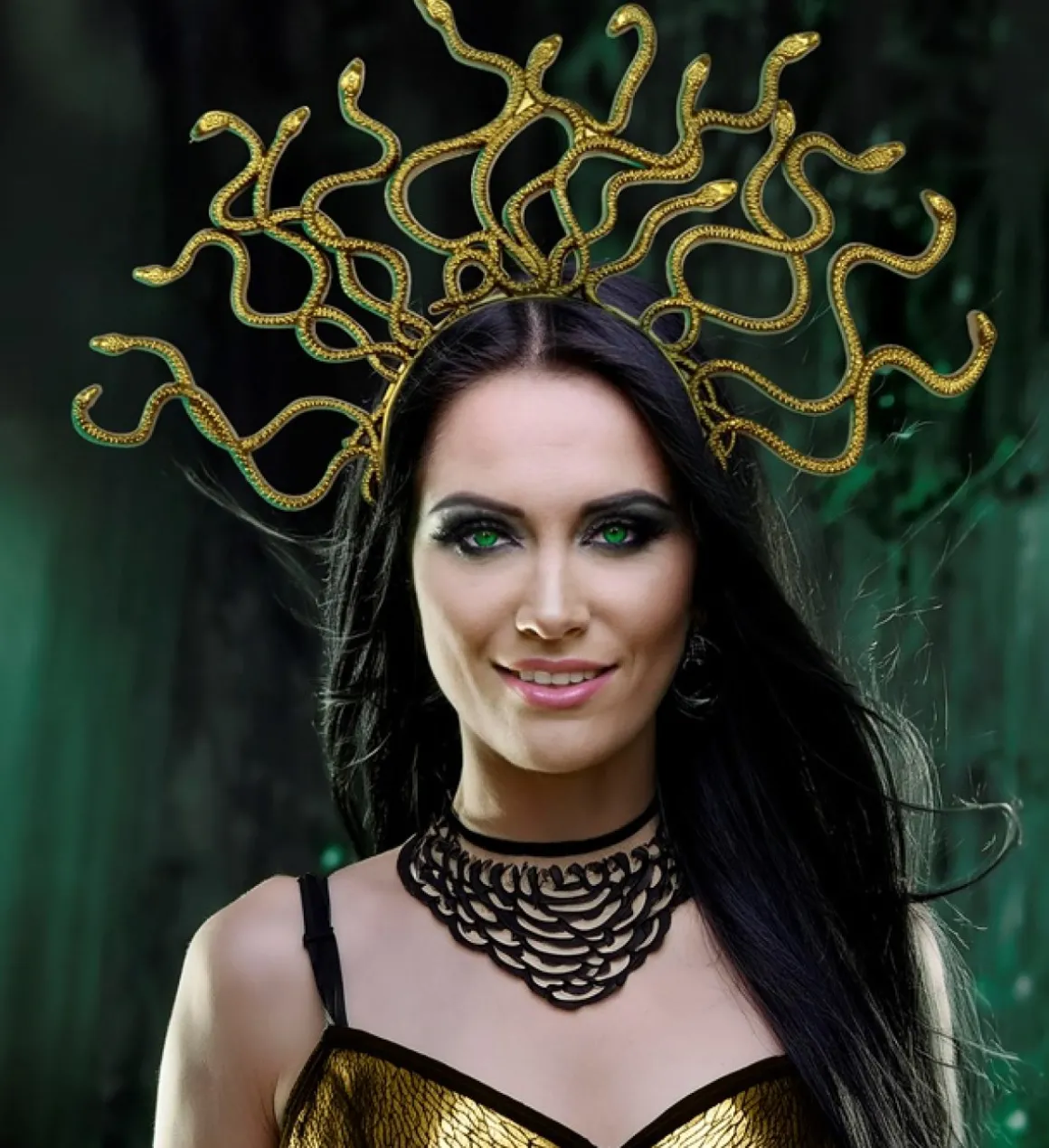 Medusa Slange Hårbøjle Guld