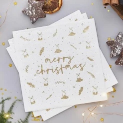 Merry Christmas Servietter Guld