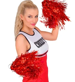 Metalliske Cheerleader Pom Poms Rød