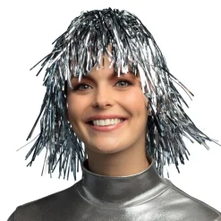Metallisk Paryk Sølv
