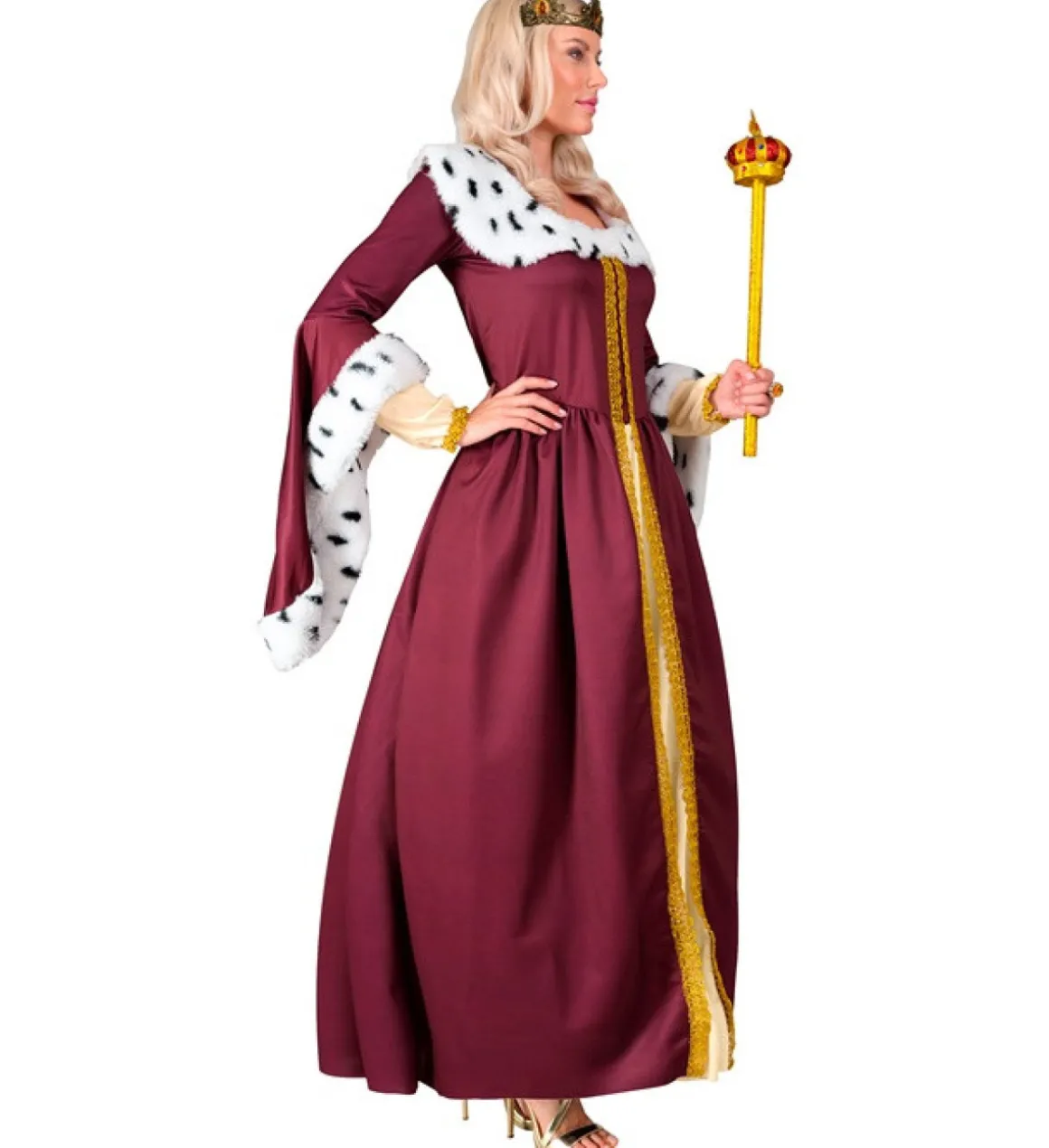 Middelalder Dronning Kostume Bordeaux