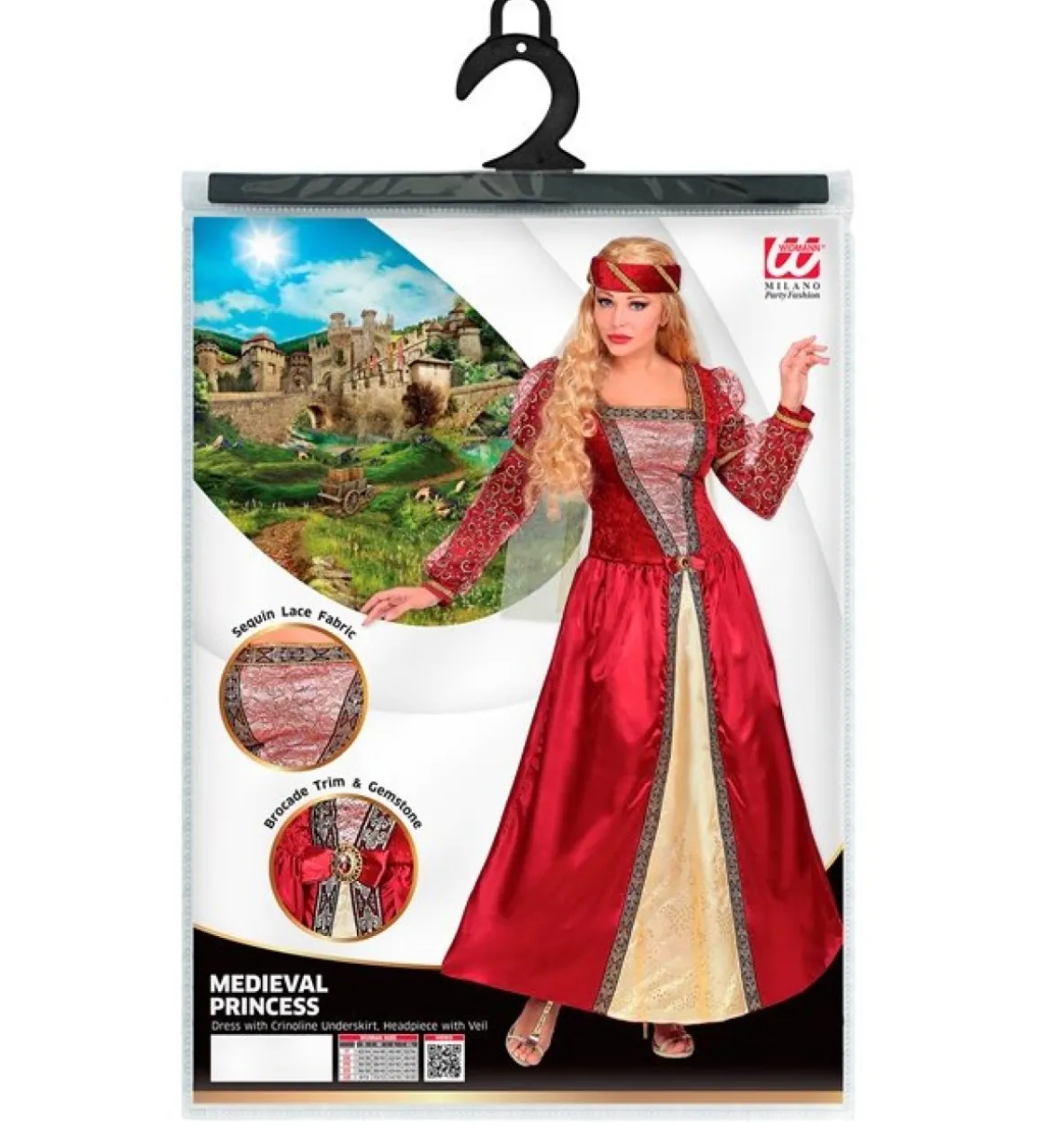 Middelalder Prinsesse Kostume Rød