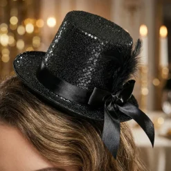 Mini Fjer Tophat Sort