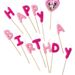 Minnie Mouse® Happy Birthday Kagelys Lyserød