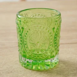 Mønstret Glas Lysestage Grøn