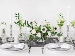 Mønstret Organza Bordløber Sort