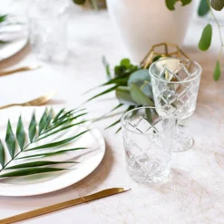 Mønstret Organza Stofrulle Hvid/Guld