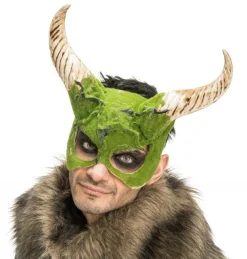 Monster Maske Med Horn Grøn