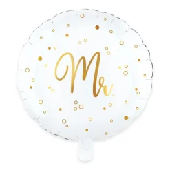 Mr Folieballon Hvid/Guld