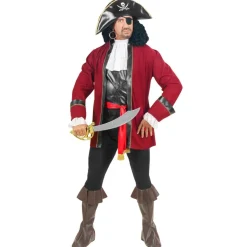 Mørkerødt Piratkaptajn Kostume