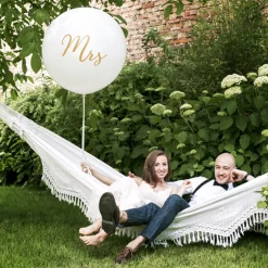 Mrs Kæmpe Ballon Hvid/Guld