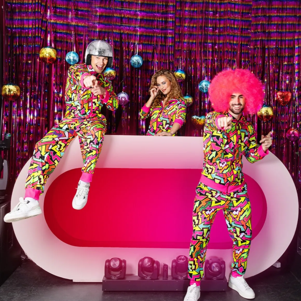 Neon Afro Paryk Pink