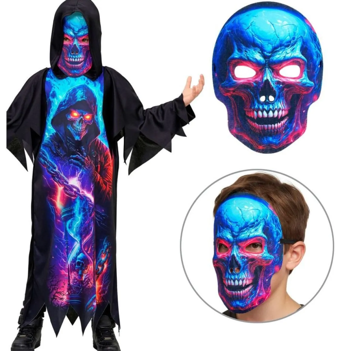 Neon Grim Reaper Børnekostume