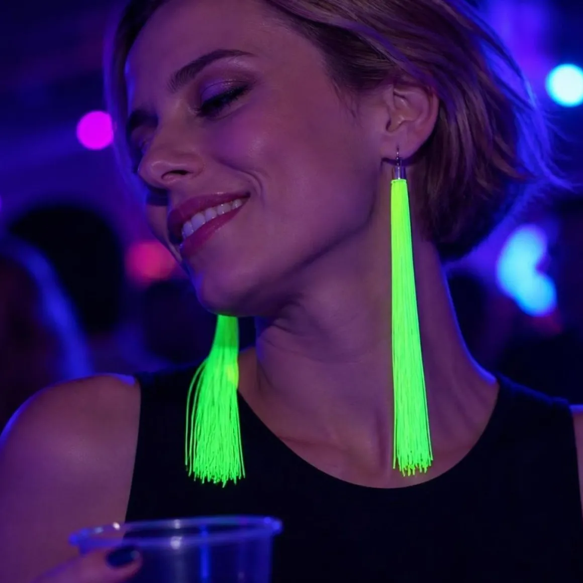 Neon Grøn UV Øreringe