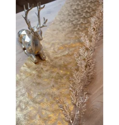 Organza Bordløber Blade Guld