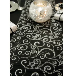 Organza Bordløber Sort/Sølv
