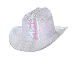 Paillet Cowboy Hat Iriserende Hvid