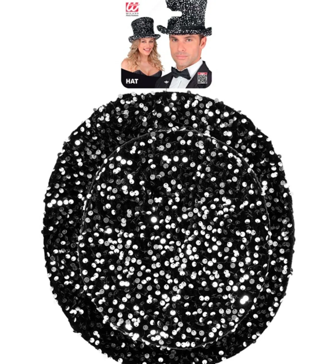 Paillet Tophat Sort/Sølv