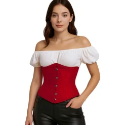 Pirat Satin Korset Rød
