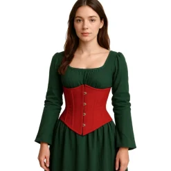 Pirat Satin Korset Rød