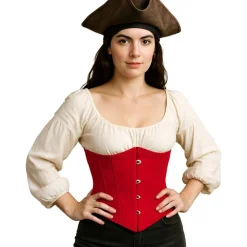 Pirat Satin Korset Rød