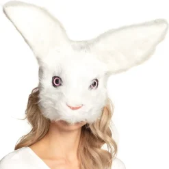 Plys Kanin Halvmaske Hvid