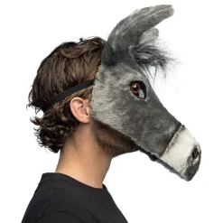 Plys Æsel Halvmaske Grå
