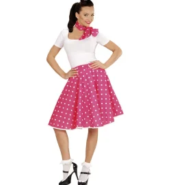 Polka 50'er Nederdel Pink