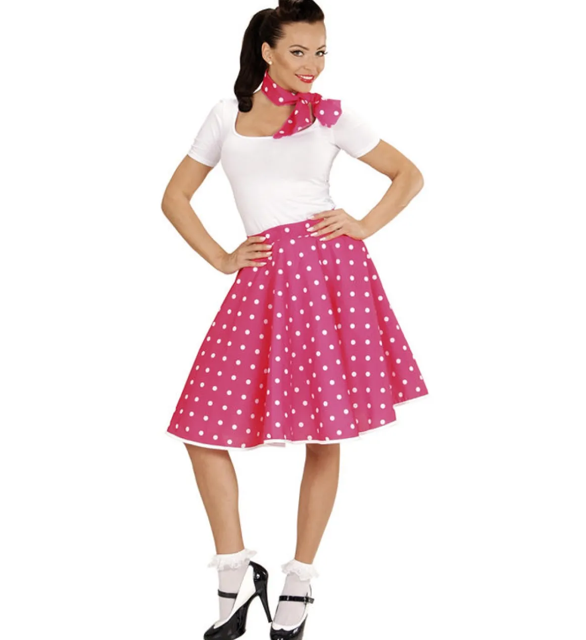 Polka 50'er Nederdel Pink