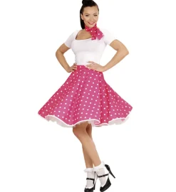 Polka 50'er Nederdel Pink
