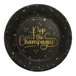 Pop the Champagne Paptallerkener Sort/Guld