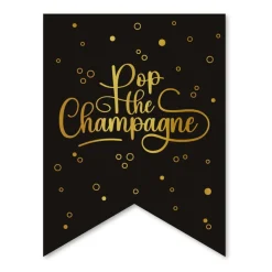 Pop the Champagne Vimpelguirlande Sort/Guld