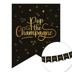 Pop the Champagne Vimpelguirlande Sort/Guld