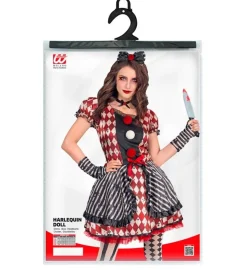 Psyko Harlekin Dukke Kostume