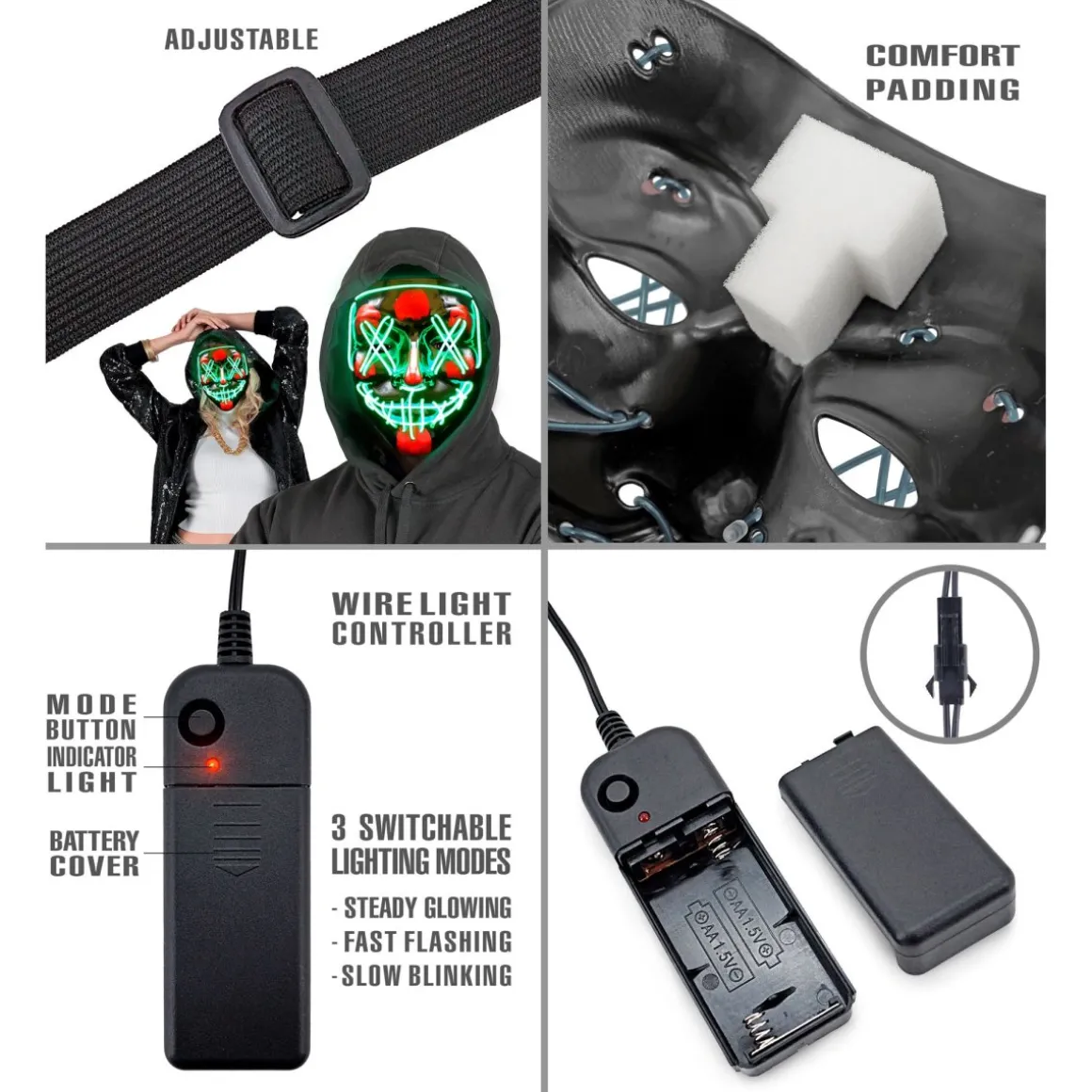 Purge LED Maske Grøn