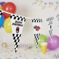 Racerbil Happy Birthday Vimpelguirlande
