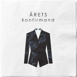 Årets Konfirmand Servietter Hvid/Sort